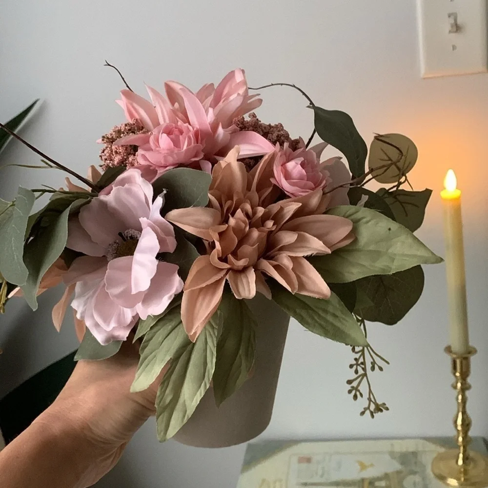 Ashland fall automate tabletop home decor‎ floral arrangement pink cottage girly